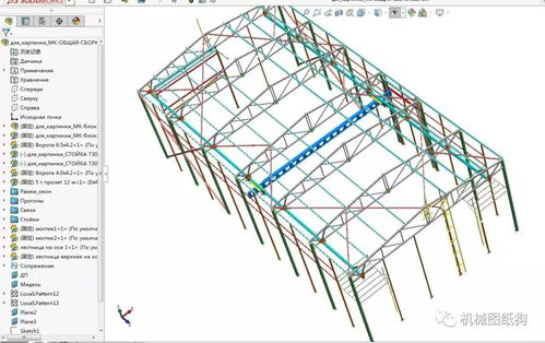 带吊车架的厂房框架3d模型图纸 solidworks设计