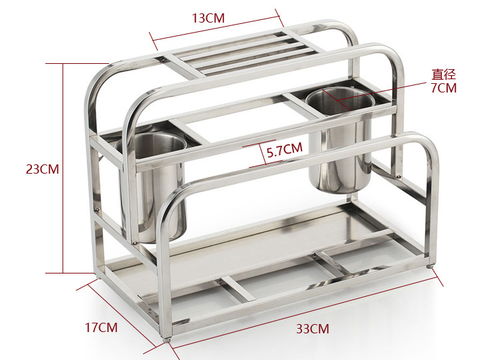 厨房多功能不锈钢双筒刀架置物架与不锈钢挂包架 福卡商城为您打造的厨房收纳解决方案
